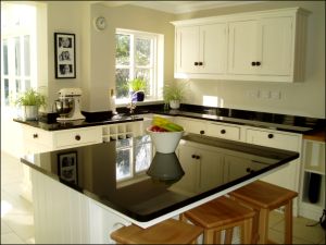 Image Of Absolute Black Granite Worktops, Island And Splashbacks